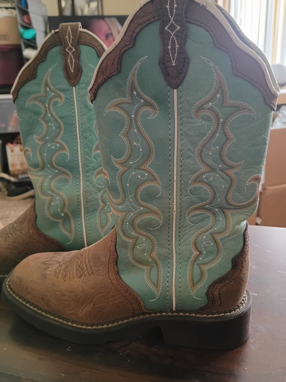 Turquoise and Brown Women's Western Boots - Justin Gypsy